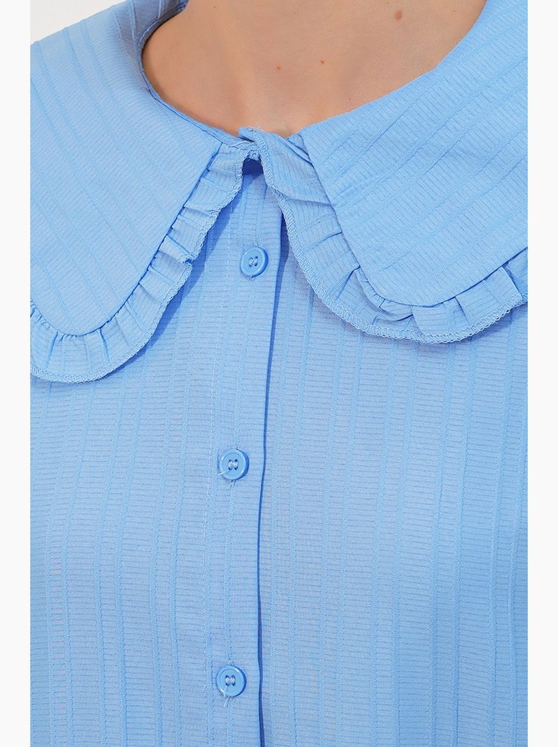 Chemise longue tissée femme à col bébé bdart Bleu ciel - Kiabi