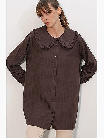 Chemise longue tissée femme à col bébé bdart