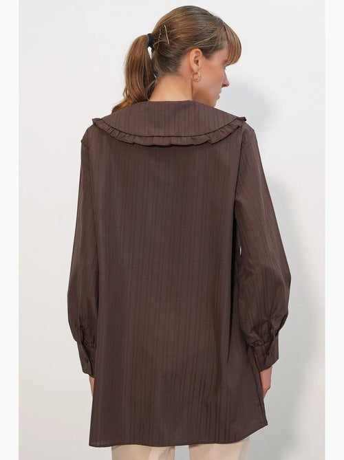 Chemise longue tissée femme à col bébé bdart - Kiabi Chemise longue tissée femme à col bébé bdart - Kiabi