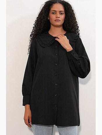 Chemise longue tissée femme à col bébé bdart