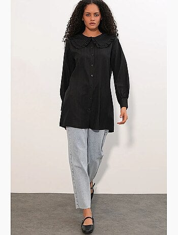 Chemise longue tissée femme à col bébé bdart
