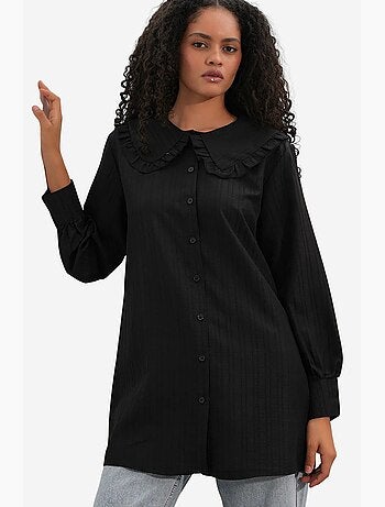 Chemise longue tissée femme à col bébé bdart