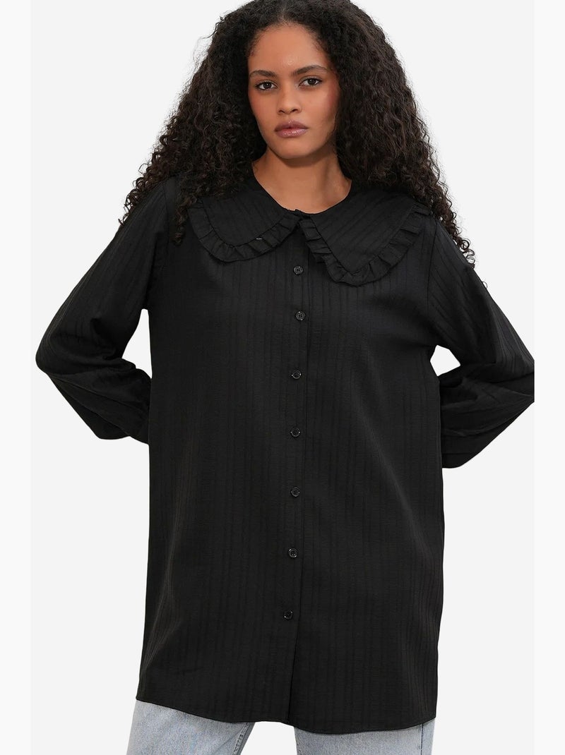 Chemise longue tissée femme à col bébé bdart Noir - Kiabi