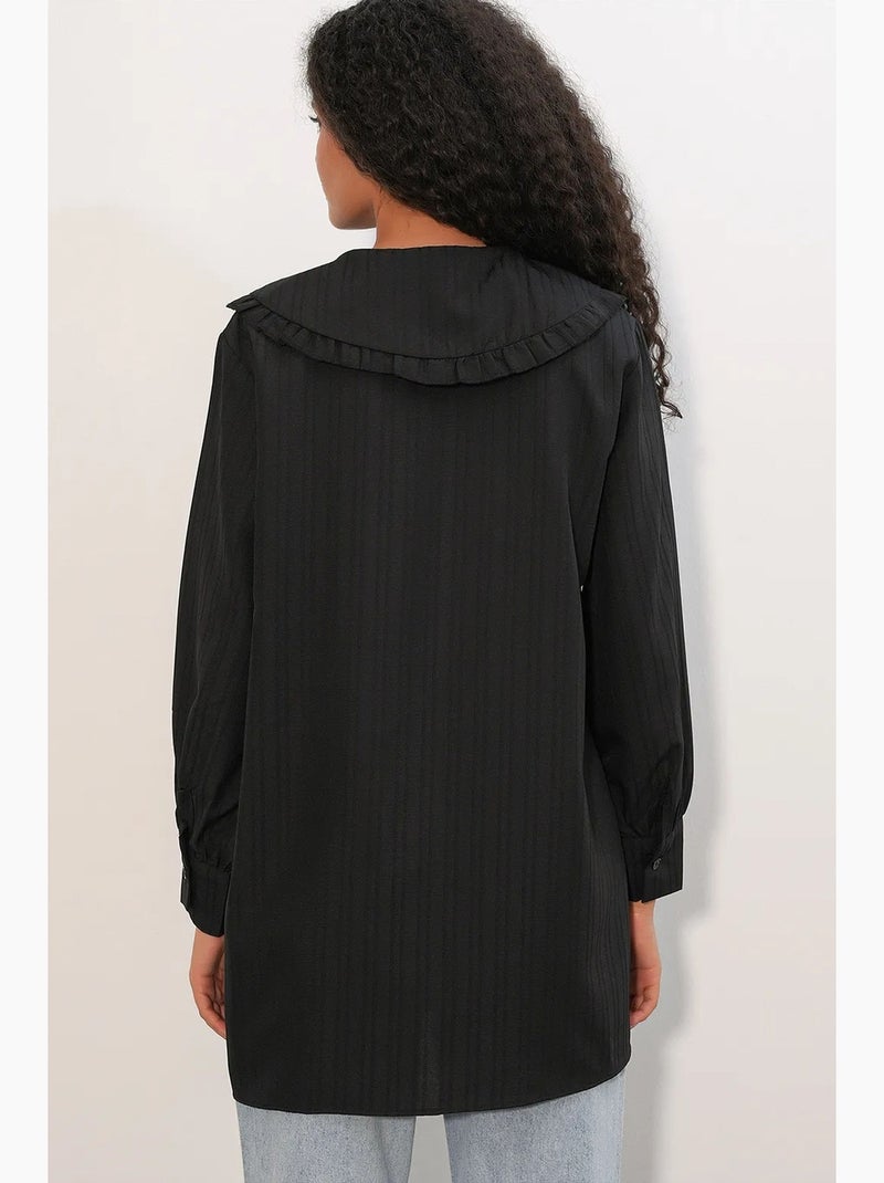 Chemise longue tissée femme à col bébé bdart Noir - Kiabi