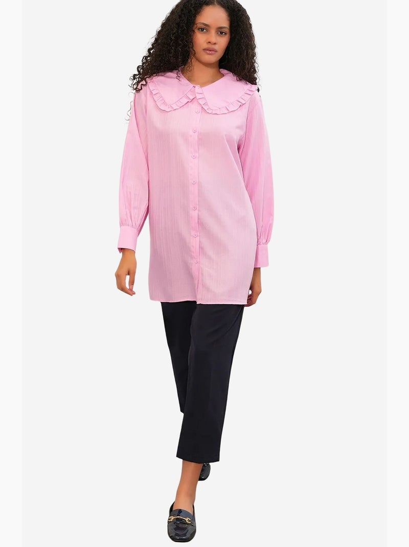 Chemise longue tissée femme à col bébé bdart Rose clair - Kiabi