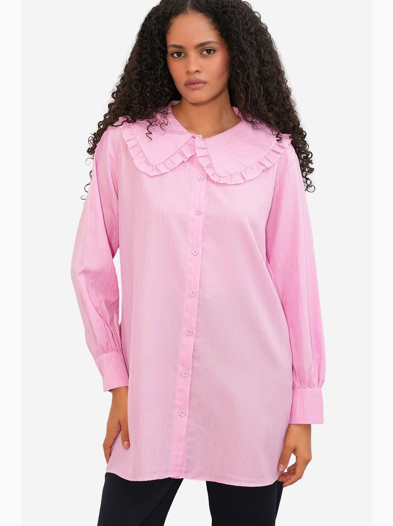 Chemise longue tissée femme à col bébé bdart Rose clair - Kiabi