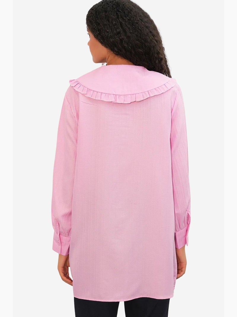 Chemise longue tissée femme à col bébé bdart Rose clair - Kiabi