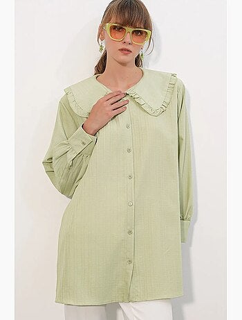 Chemise longue tissée femme à col bébé bdart