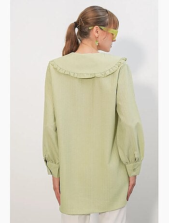Chemise longue tissée femme à col bébé bdart