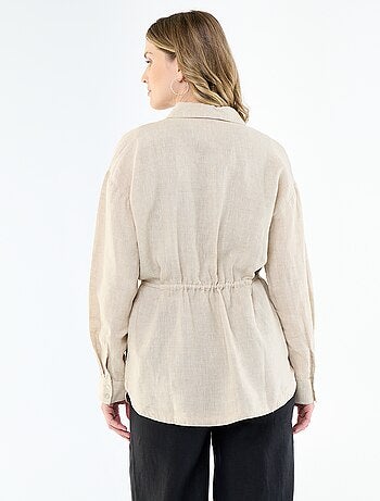 Chemise longue unie en lin