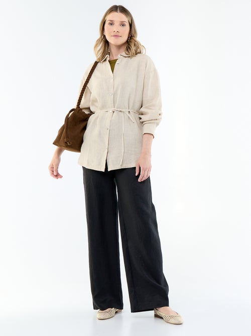 Chemise longue unie en lin - Kiabi Chemise longue unie en lin - Kiabi