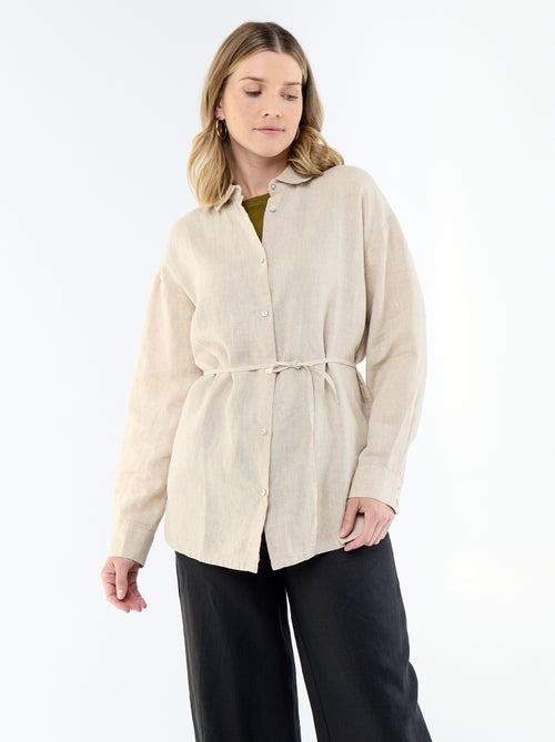 Chemise longue unie en lin - Kiabi Chemise longue unie en lin - Kiabi