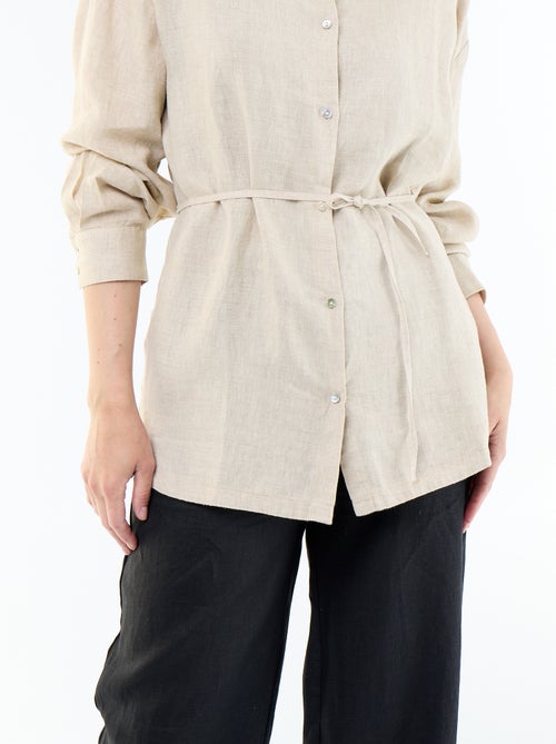 Chemise longue unie en lin - Kiabi Chemise longue unie en lin - Kiabi