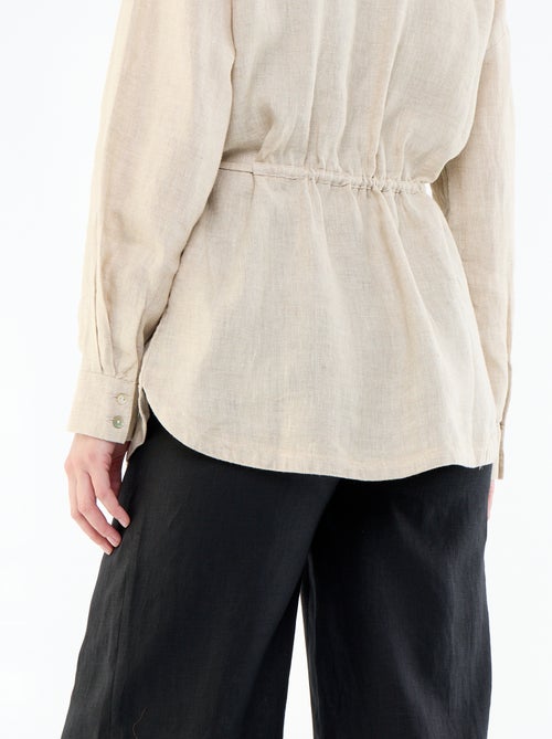 Chemise longue unie en lin - Kiabi Chemise longue unie en lin - Kiabi