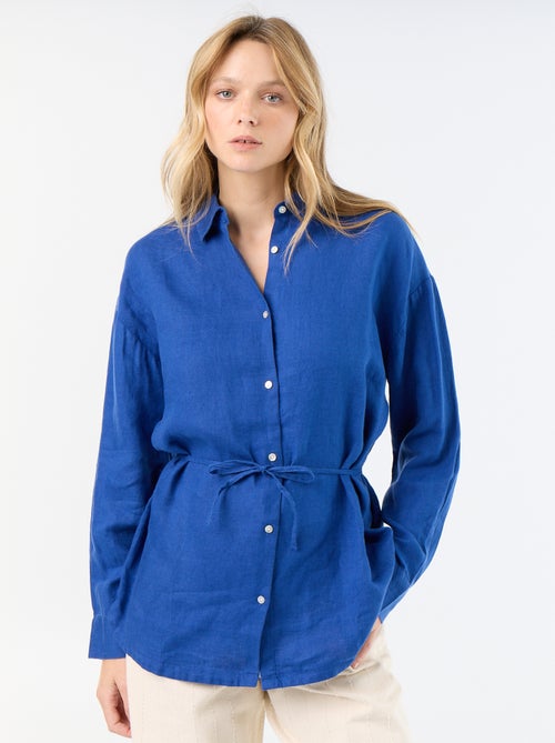 Chemise longue unie en lin - Kiabi