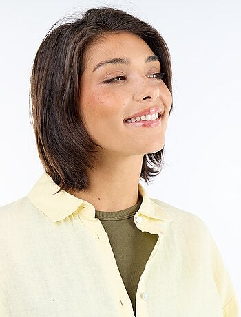 Chemise longue unie en lin