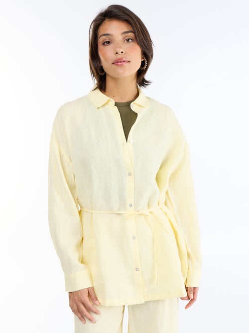 Chemise longue unie en lin - Kiabi Chemise longue unie en lin - Kiabi