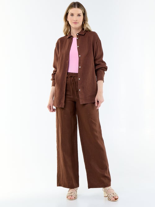 Chemise longue unie en lin - Kiabi Chemise longue unie en lin - Kiabi