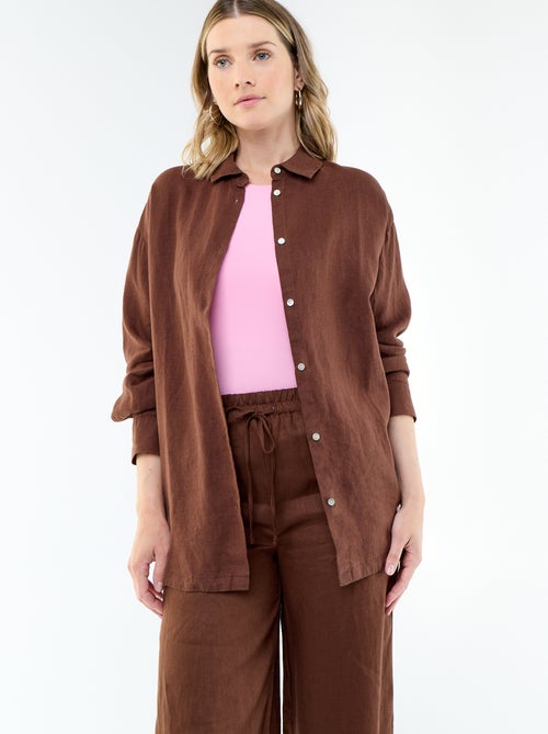 Chemise longue unie en lin - Kiabi Chemise longue unie en lin - Kiabi