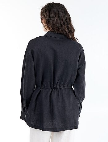 Chemise longue unie en lin