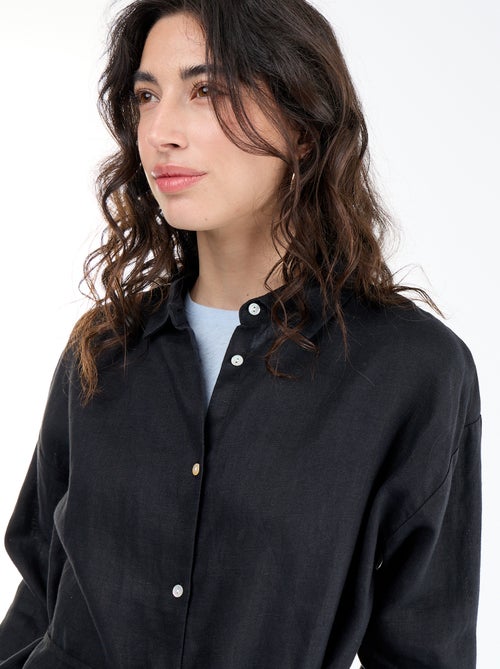 Chemise longue unie en lin - Kiabi Chemise longue unie en lin - Kiabi