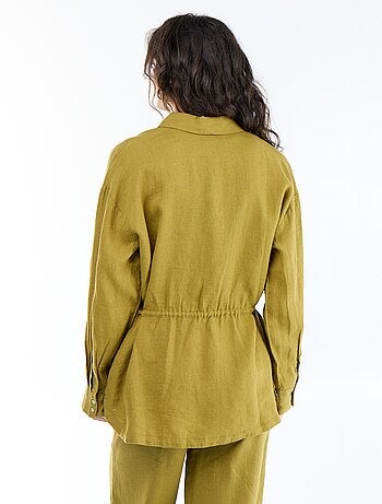 Chemise longue unie en lin