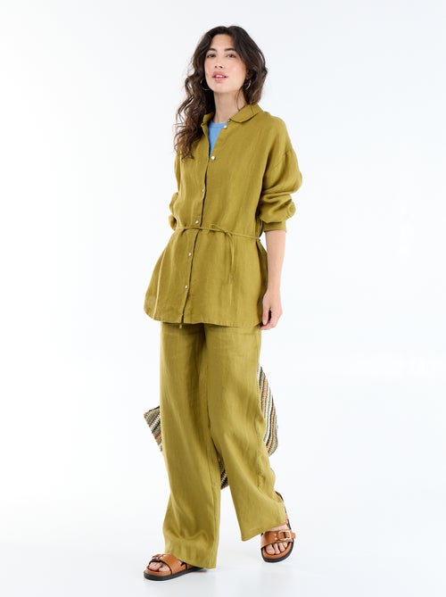 Chemise longue unie en lin - Kiabi Chemise longue unie en lin - Kiabi