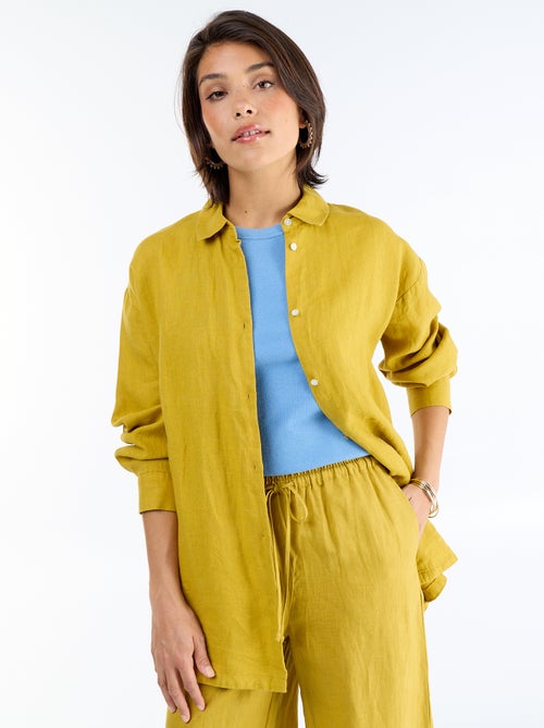 Chemise longue unie en lin - Kiabi Chemise longue unie en lin - Kiabi