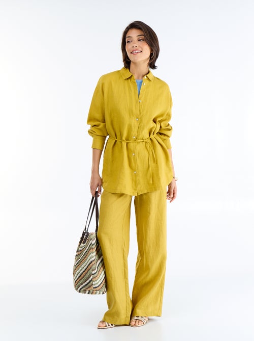 Chemise longue unie en lin - Kiabi Chemise longue unie en lin - Kiabi