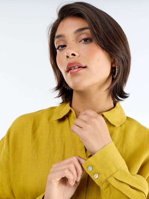 Chemise longue unie en lin - Kiabi Chemise longue unie en lin - Kiabi