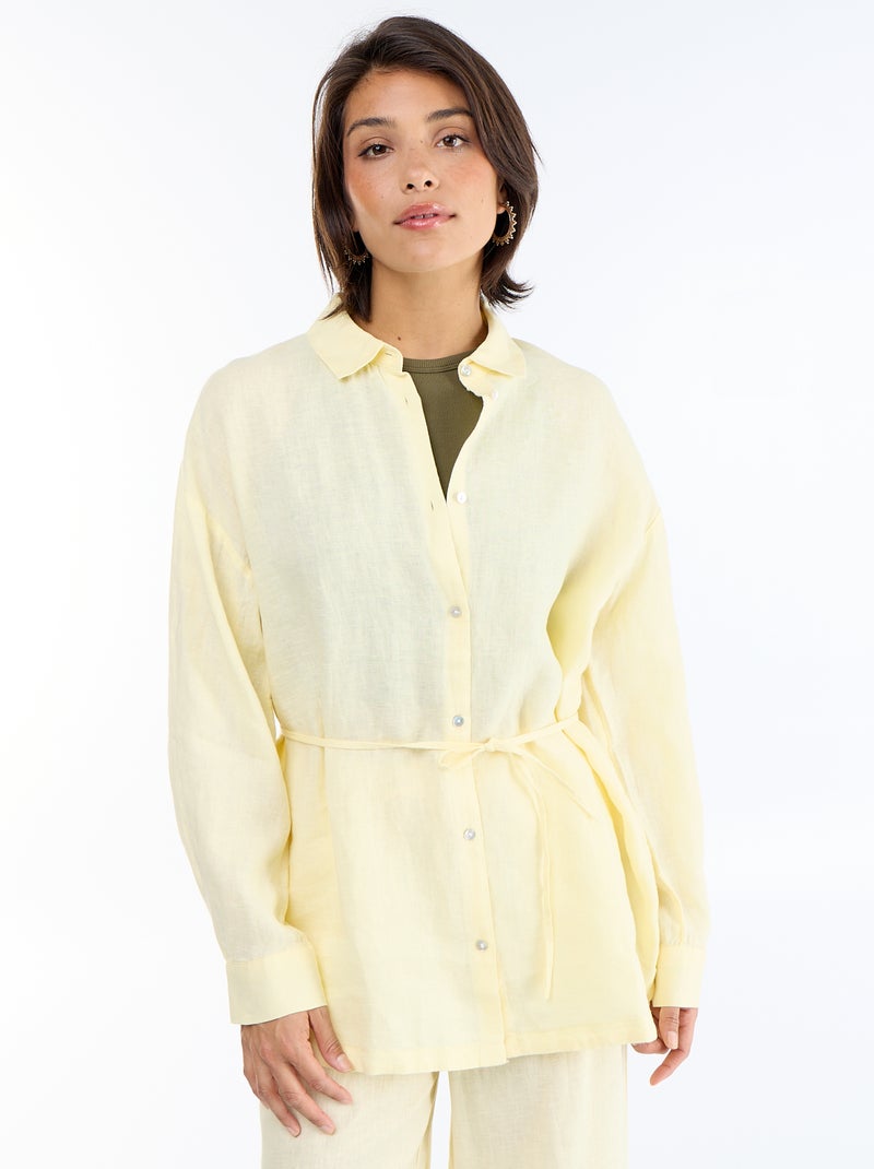 Chemise longue unie Jaune - Kiabi