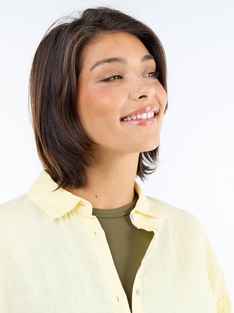 Chemise longue unie Jaune - Kiabi