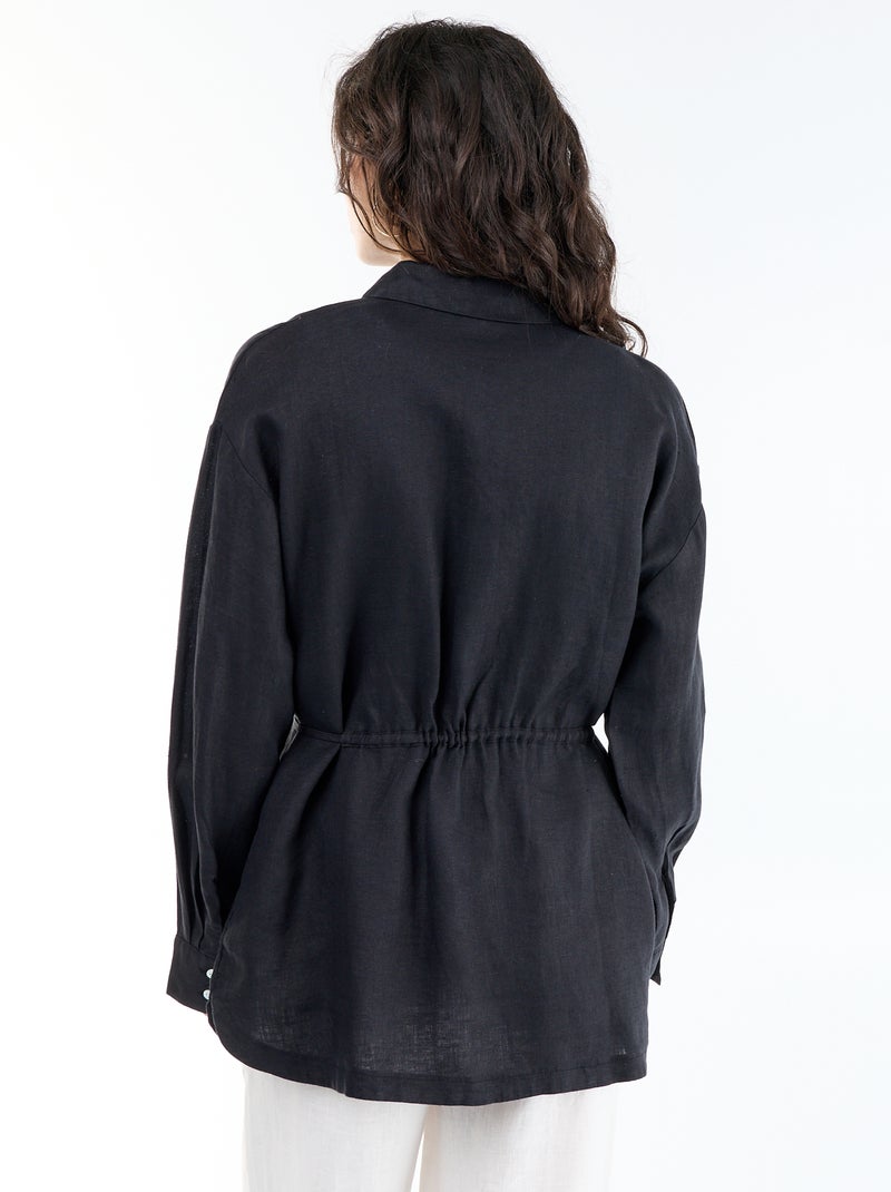 Chemise longue unie Noir - Kiabi