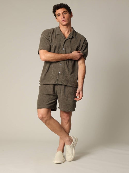 Chemise loose en éponge à manches courtes avec col cubain 'Deeluxe' - Kiabi