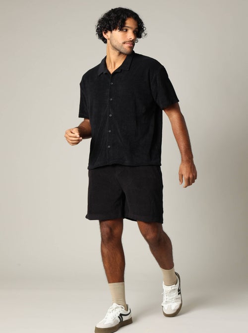 Chemise loose en éponge à manches courtes avec col cubain 'Deeluxe' - Kiabi