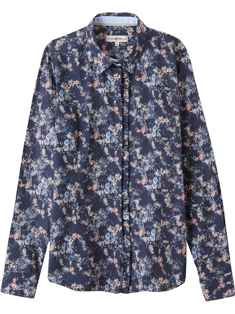 CHEMISE MADAME CASUAL BOUQUET Bleu - Kiabi