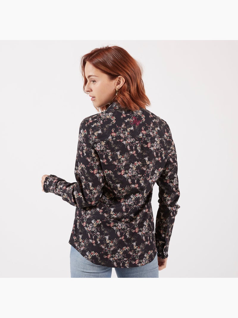 CHEMISE MADAME CASUAL FLOWERS Noir - Kiabi