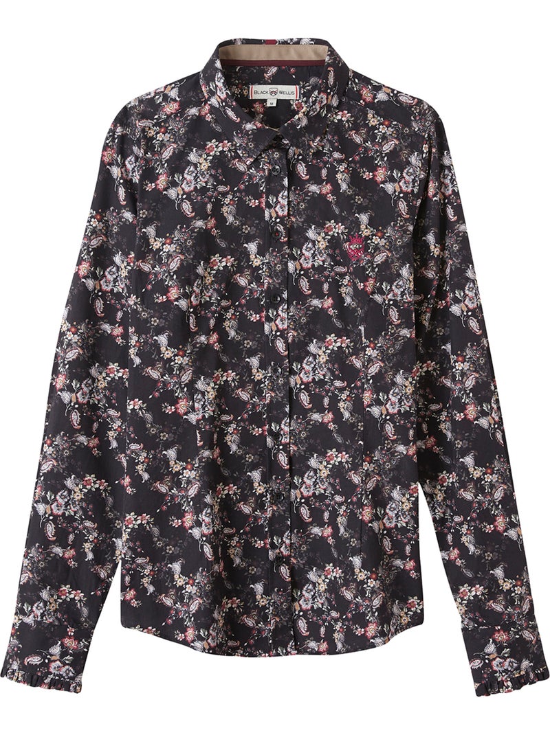 CHEMISE MADAME CASUAL FLOWERS Noir - Kiabi