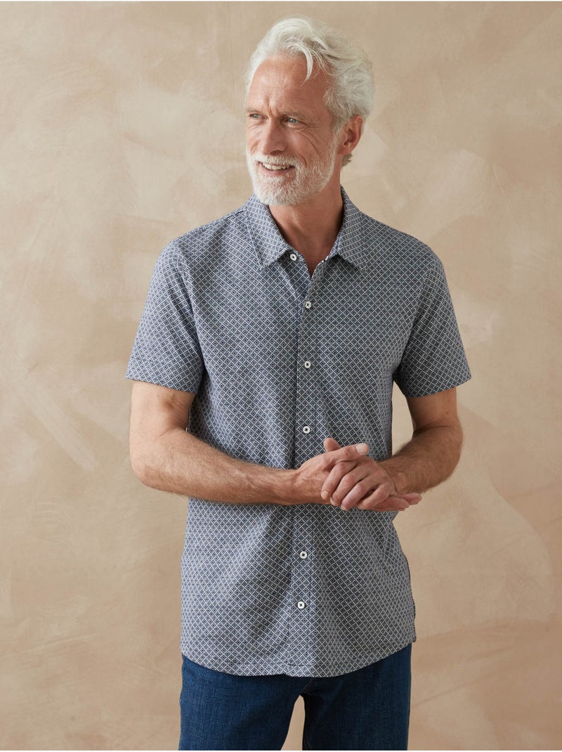 Chemise maille jacquard manches courtes - DAXON Gris Blanc - Kiabi