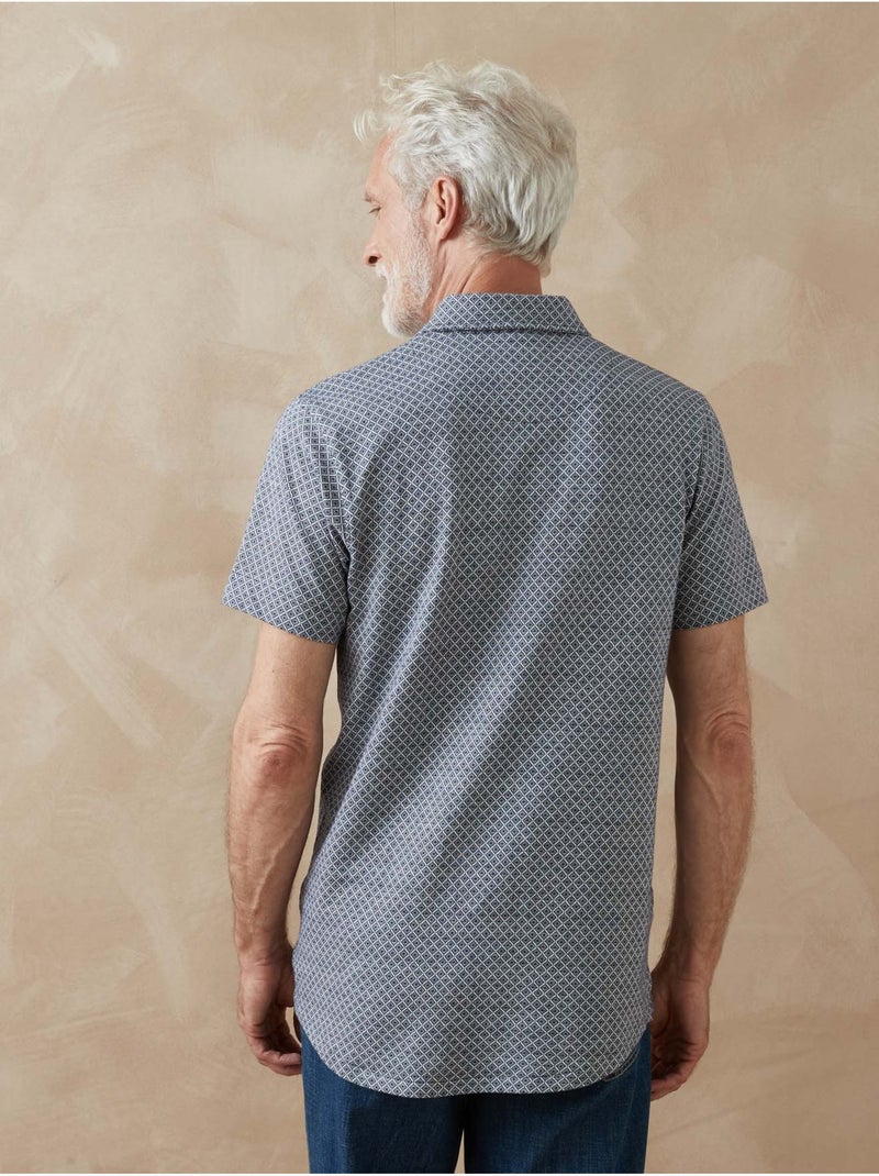Chemise maille jacquard manches courtes - DAXON Gris Blanc - Kiabi