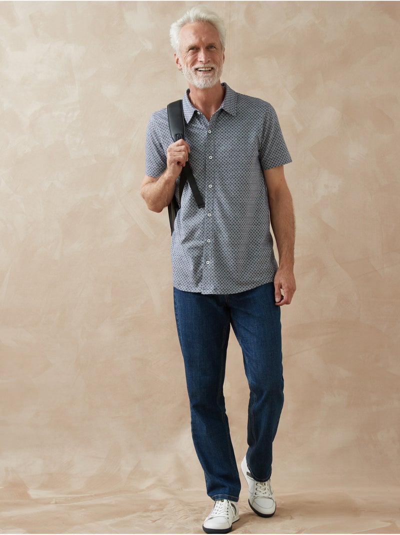 Chemise maille jacquard manches courtes - DAXON Gris Blanc - Kiabi