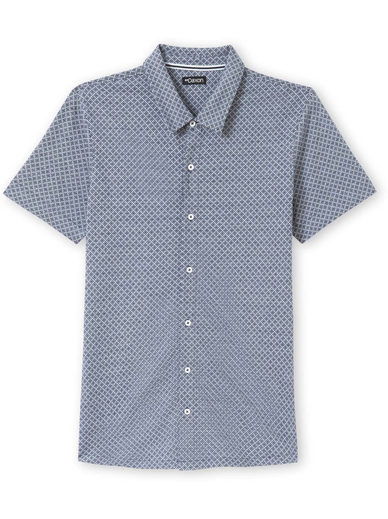 Chemise maille jacquard manches courtes - DAXON Gris Blanc - Kiabi