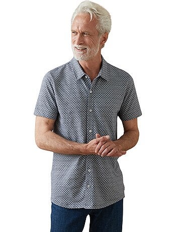 Chemise maille jacquard manches courtes