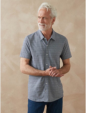 Chemise maille jacquard manches courtes