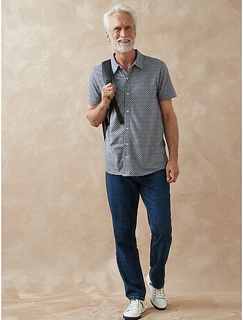 Chemise maille jacquard manches courtes