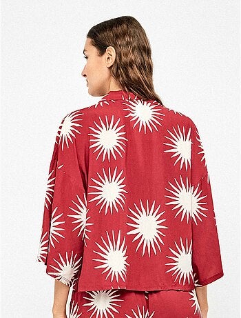 Chemise manches 3/4 imprimé soleils