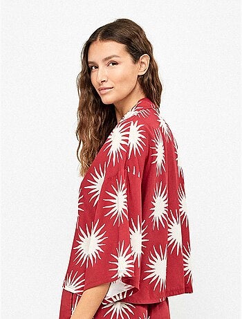 Chemise manches 3/4 imprimé soleils