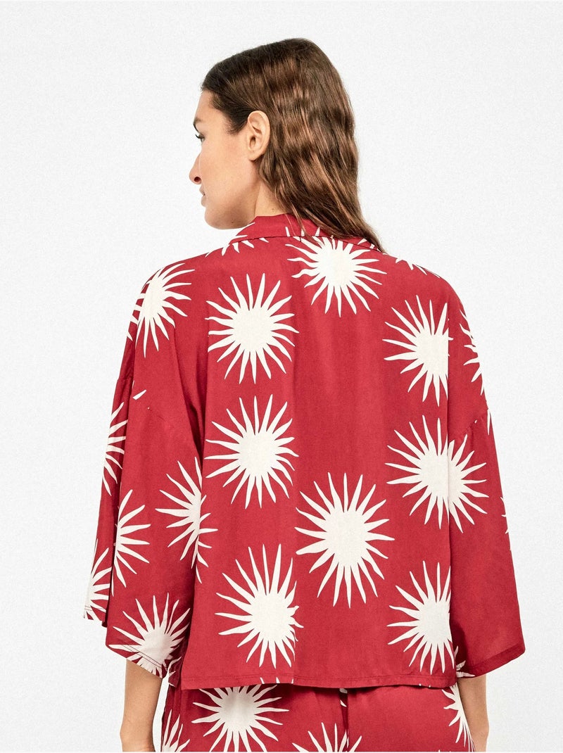 Chemise manches 3/4 imprimé soleils Multicolore - Kiabi