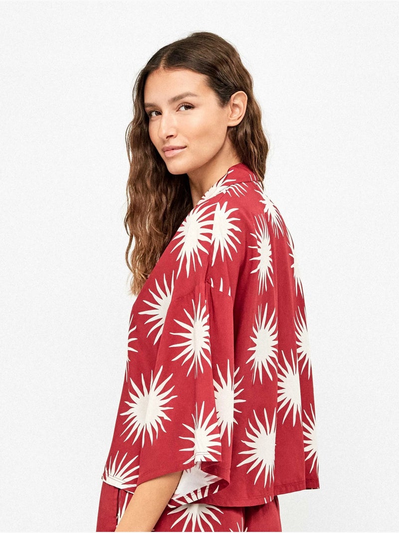 Chemise manches 3/4 imprimé soleils Multicolore - Kiabi