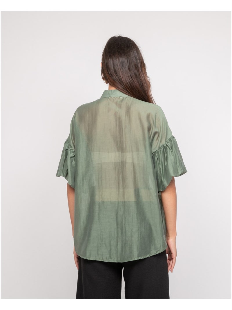 Chemise manches ballons OTELA Kaki - Kiabi